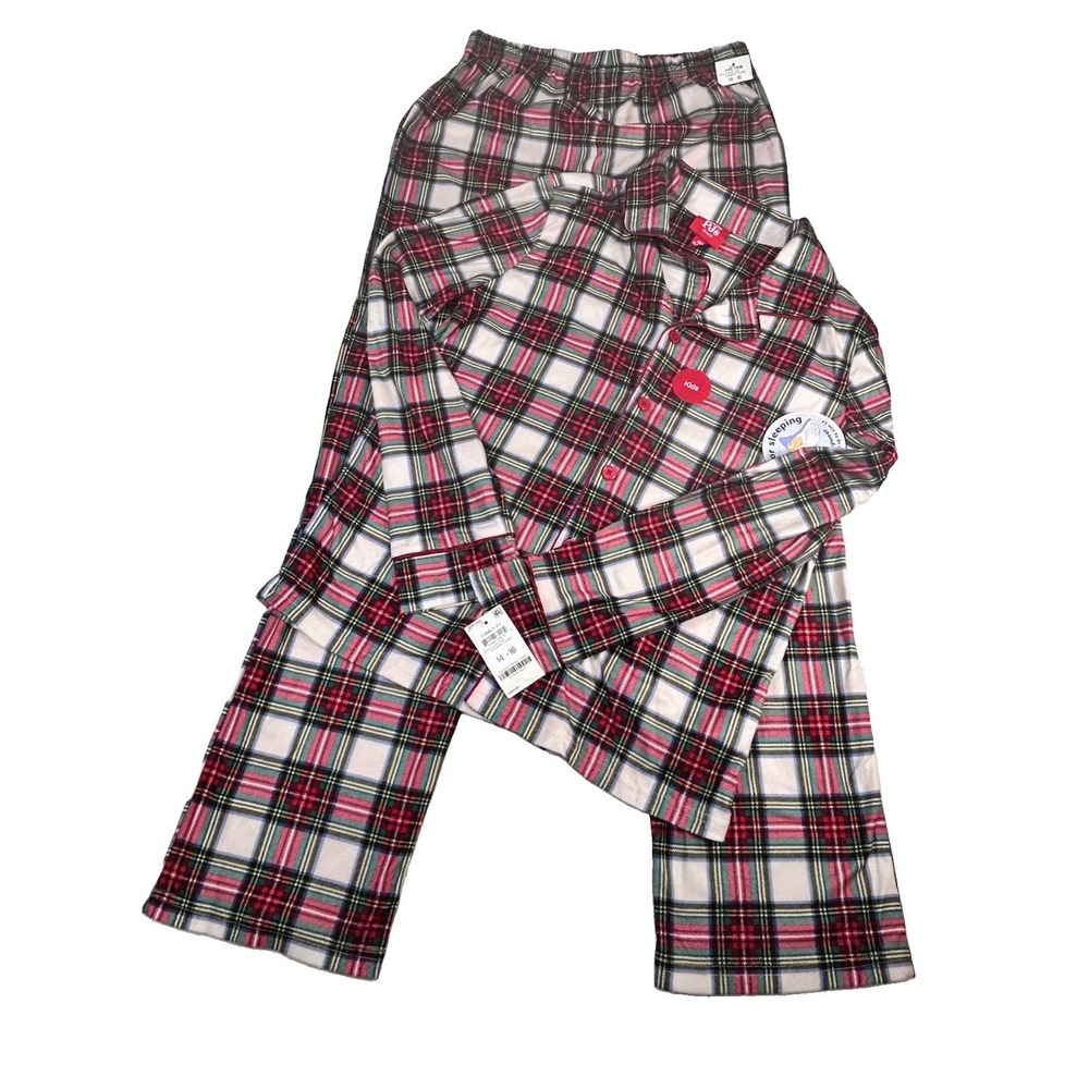 Teens Stewart Plaid 2-Piece Pajama Set Red Green White 14-16 Holiday Christmas